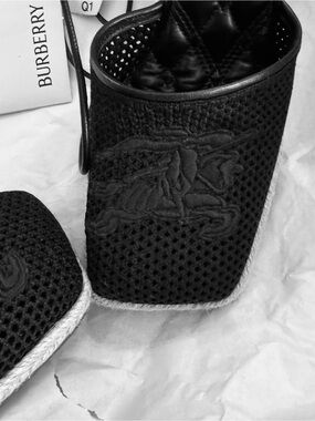 Burberry Black Lace-Up Espadrille Wedge Sandals